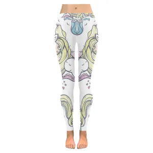 Seamless vector pattern with cute magic unicorns Women's Low Rise Leggings (Invisible Stitch)