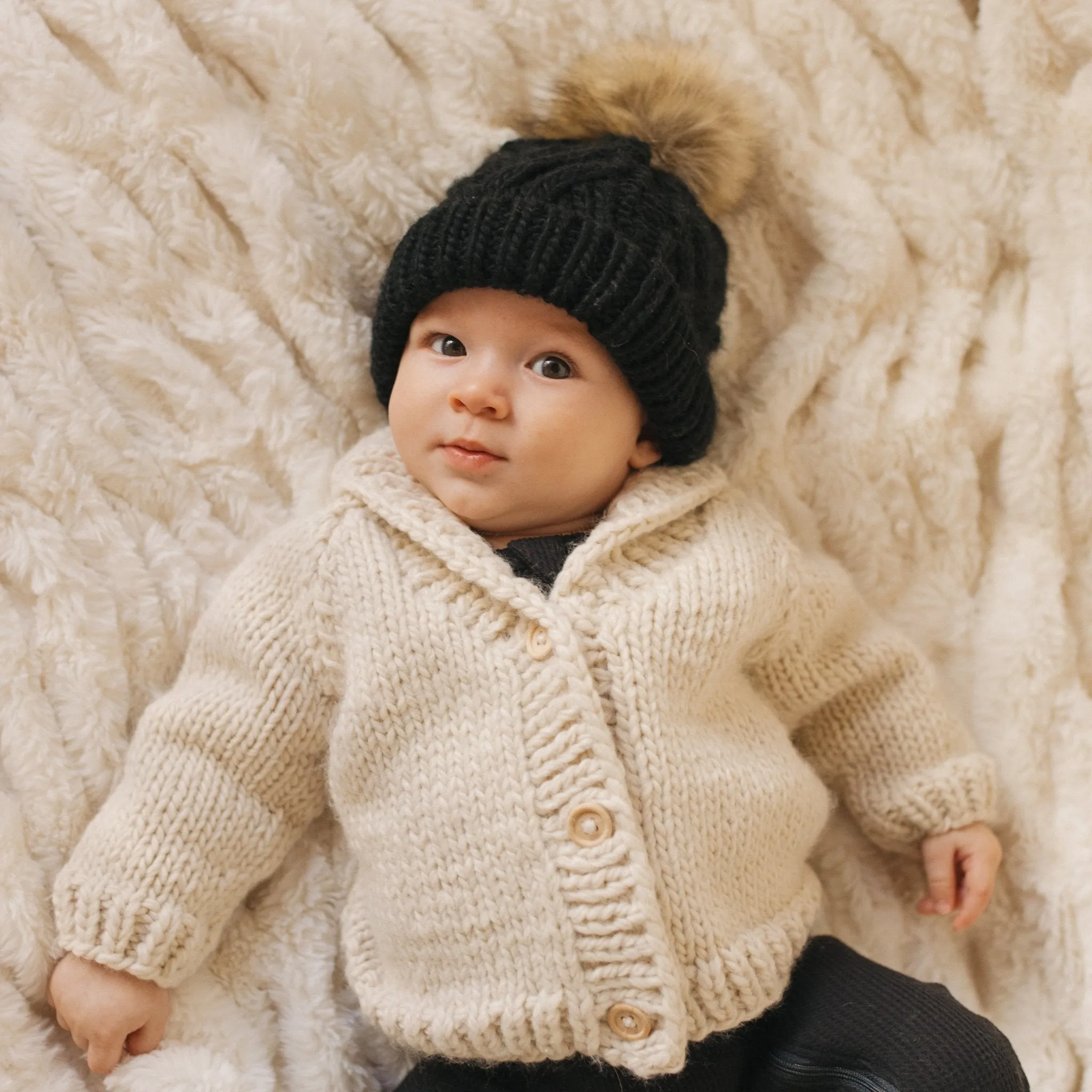 Shawl Collar Natural Cardigan Sweater for Baby & Toddler