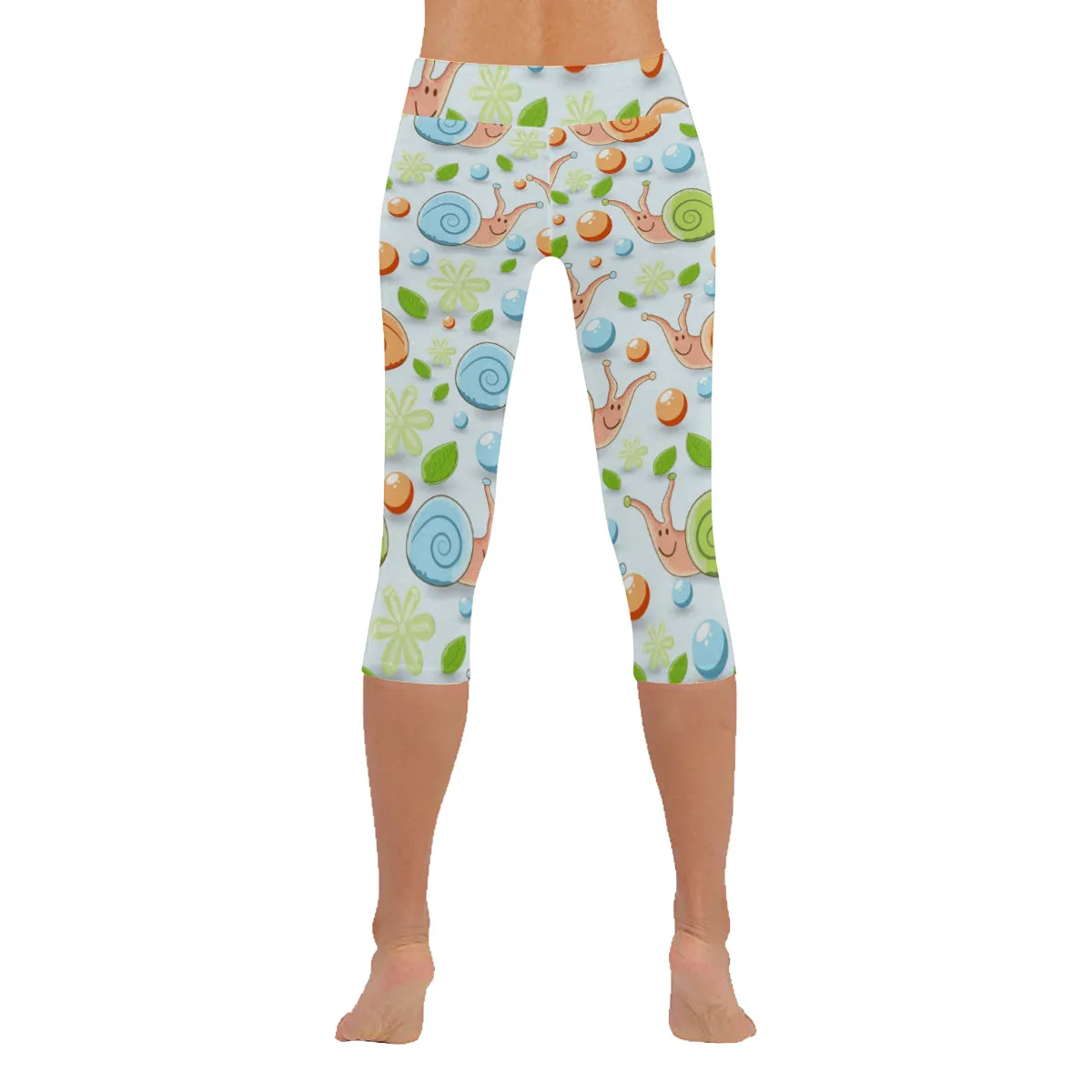 Snails Pattern Women's Low Rise Capri Leggings (Invisible Stitch)