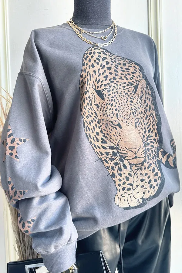 Stylish Round Neck Printed Long Sleeve Sweatshirt