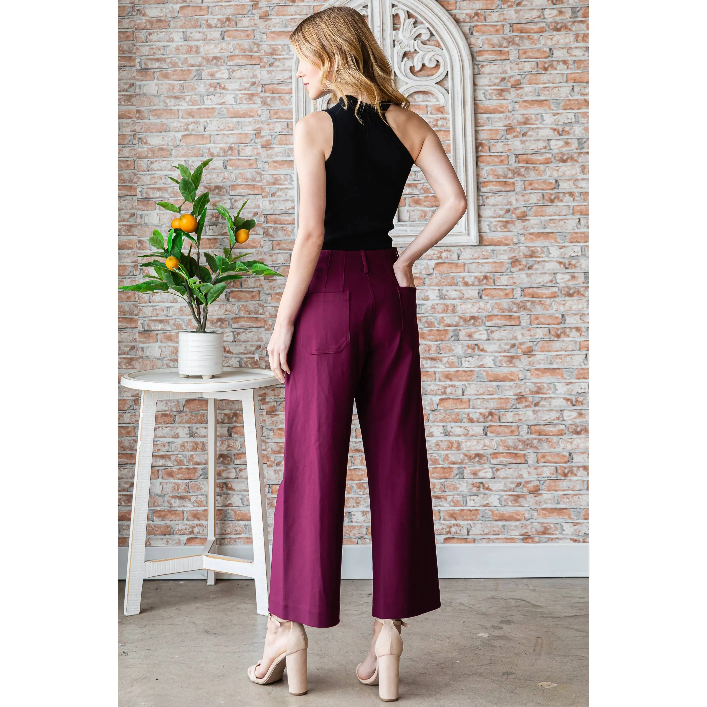 Super Stretch Pocket Front Knit Pants (Black/Wine/Olive/Khaki)