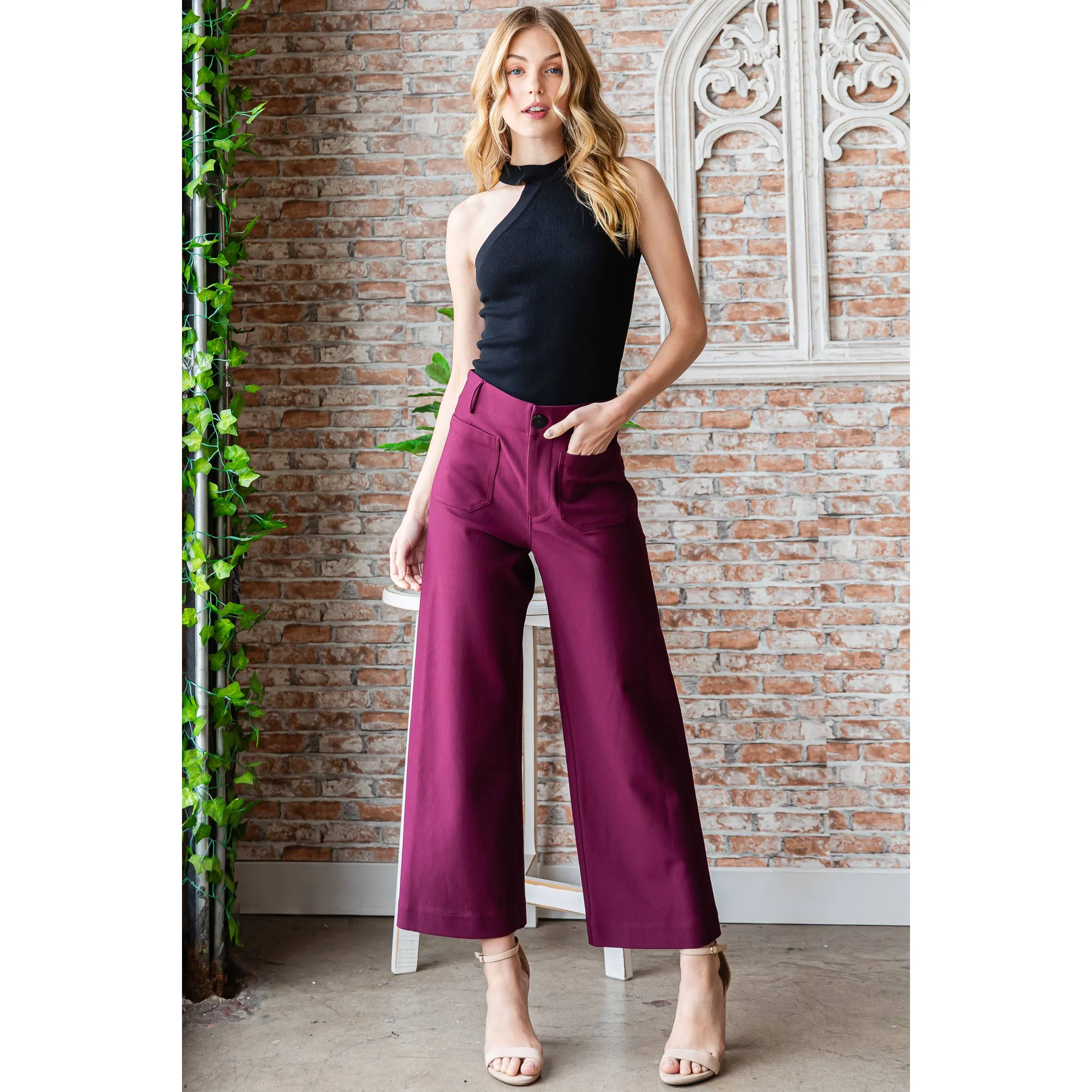 Super Stretch Pocket Front Knit Pants (Black/Wine/Olive/Khaki)