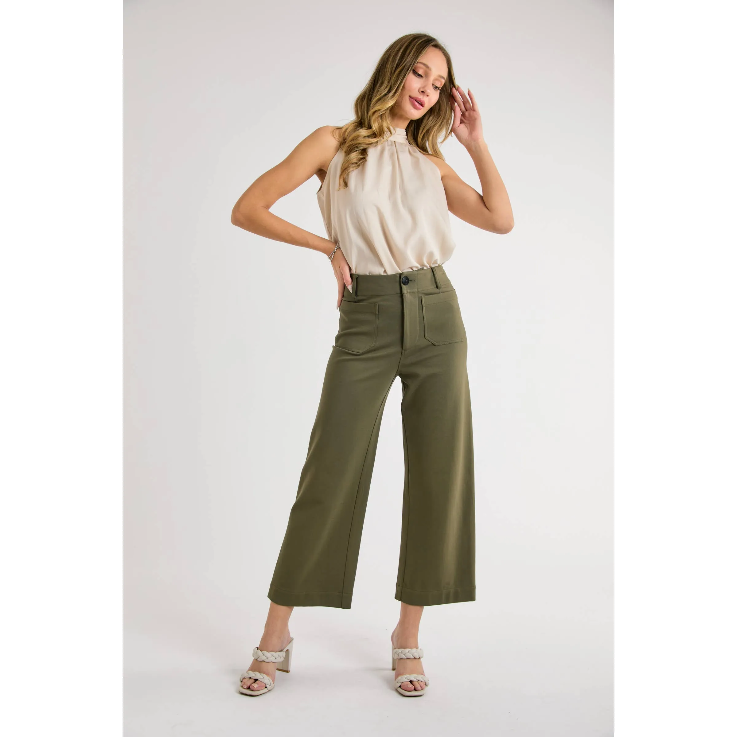 Super Stretch Pocket Front Knit Pants (Black/Wine/Olive/Khaki)