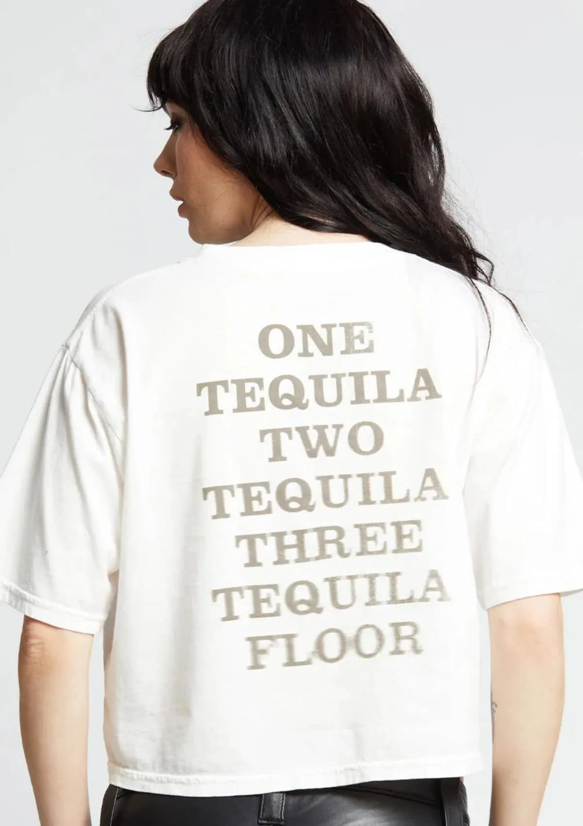 Tequila Por Favor Cropped Tee - White