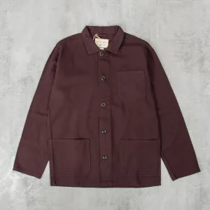 Uskees 3001 Drill Buttoned Overshirt - Dark Plum