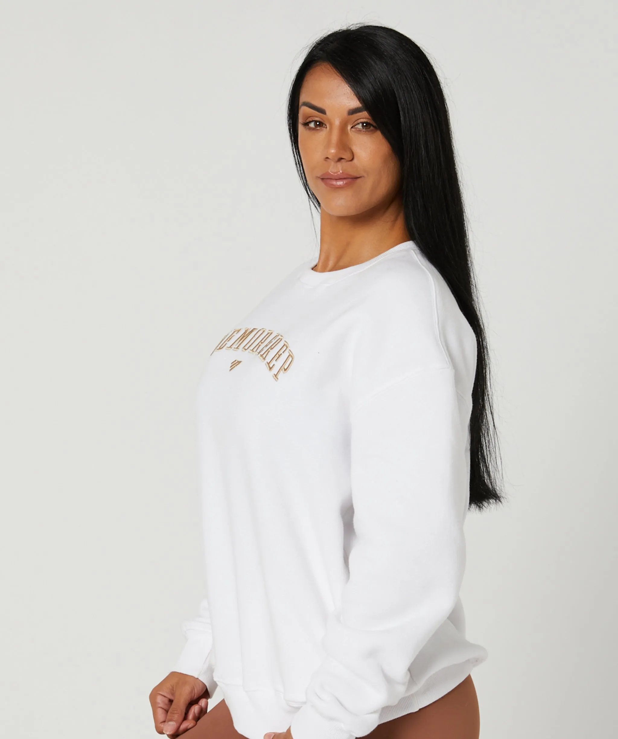 Varsity Crewneck Jumper White/Tan