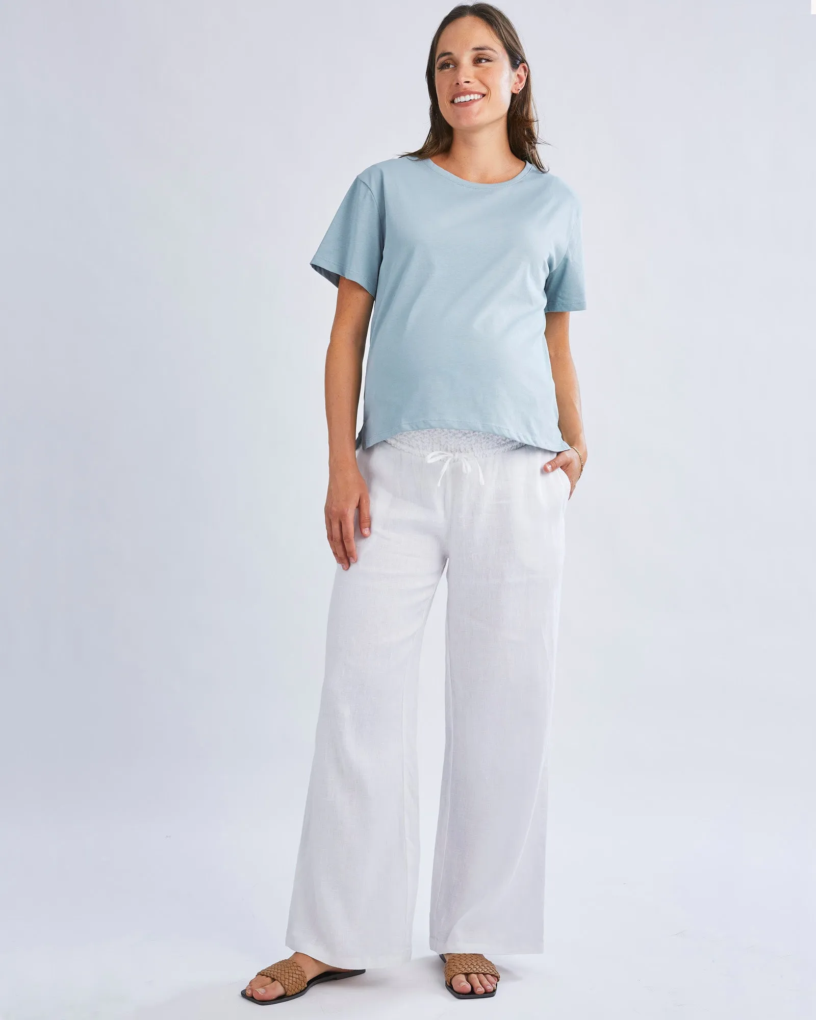 Versatile and Comfortable Maternity Cotton Tee in Pale Blue