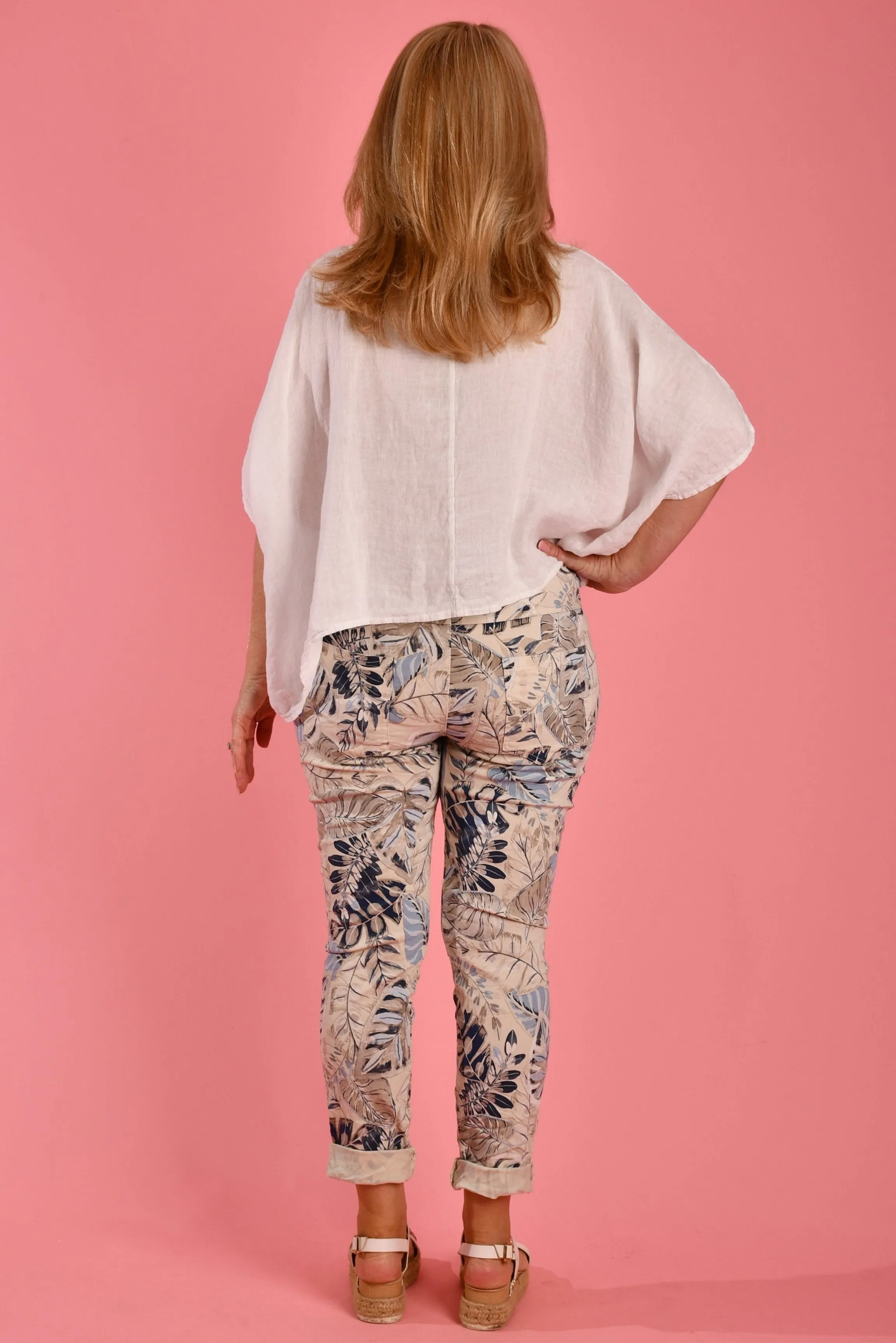 VLSP100 (21365-13) - MAGIC PANTS - CREAM/BLUE LEAF