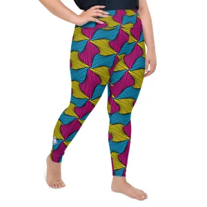 Women's Plus Size High Waist Ankara Wax Print Leggings for Jiu-Jitsu 001