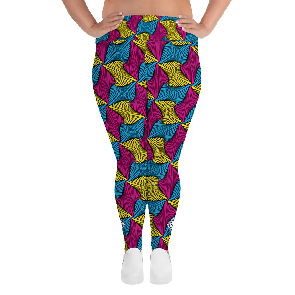 Women's Plus Size High Waist Ankara Wax Print Leggings for Jiu-Jitsu 001