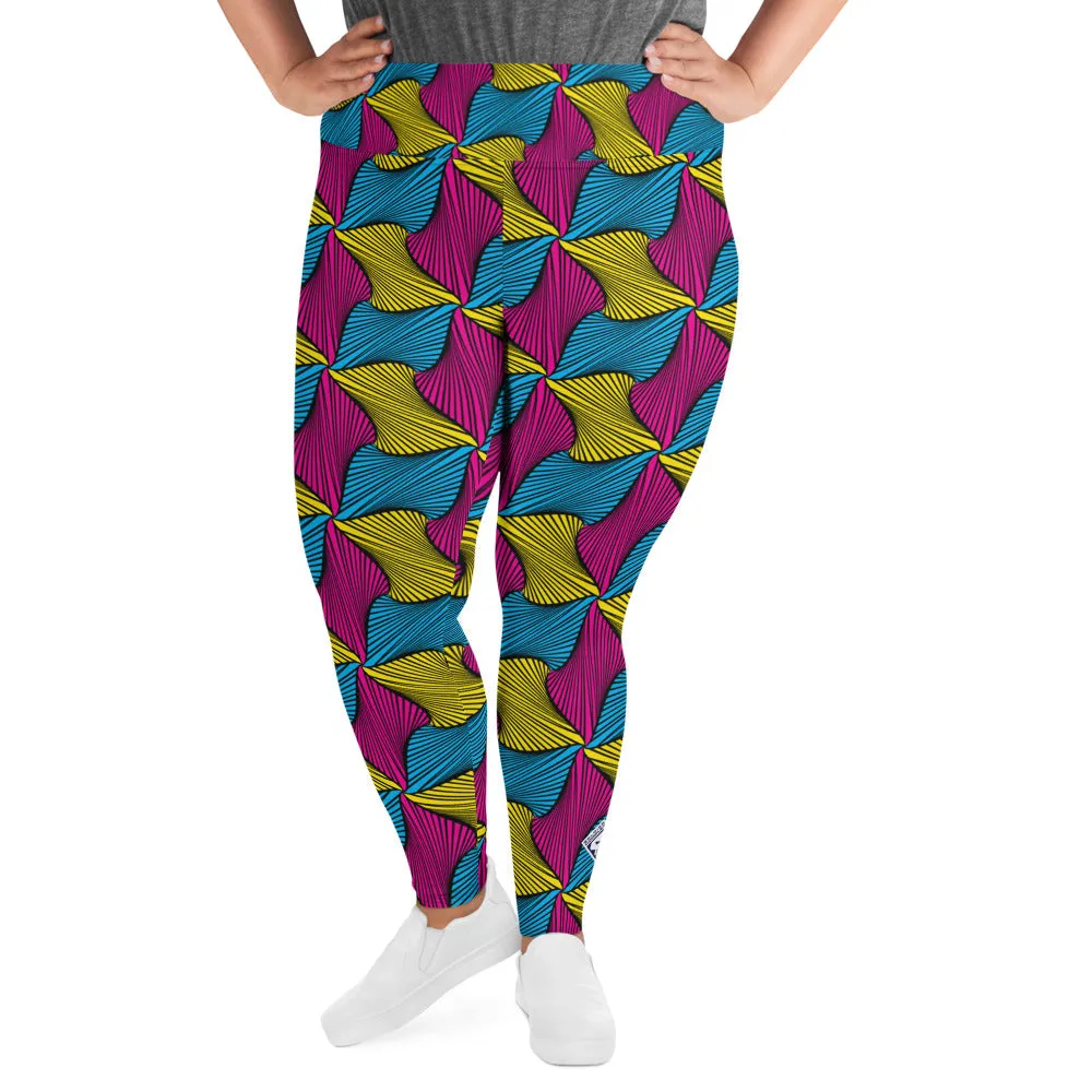 Women's Plus Size High Waist Ankara Wax Print Leggings for Jiu-Jitsu 001