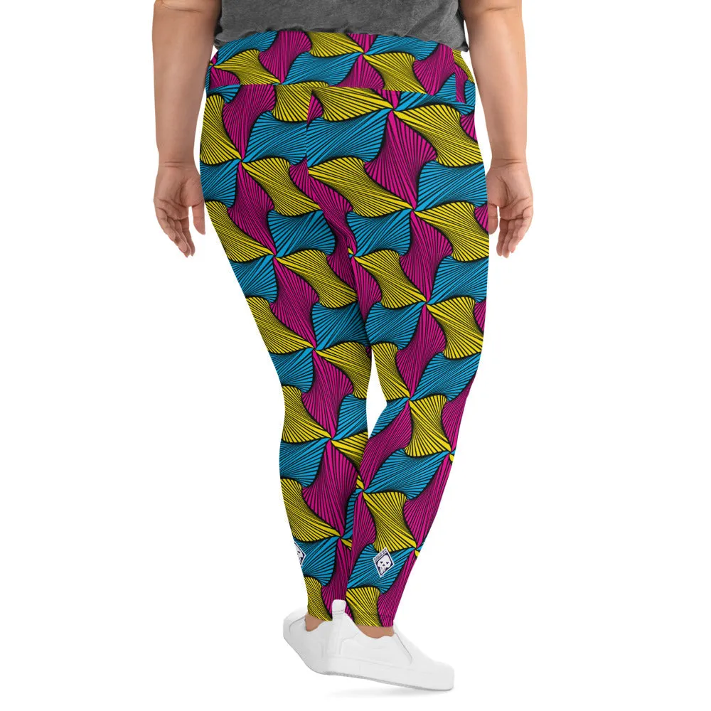 Women's Plus Size High Waist Ankara Wax Print Leggings for Jiu-Jitsu 001