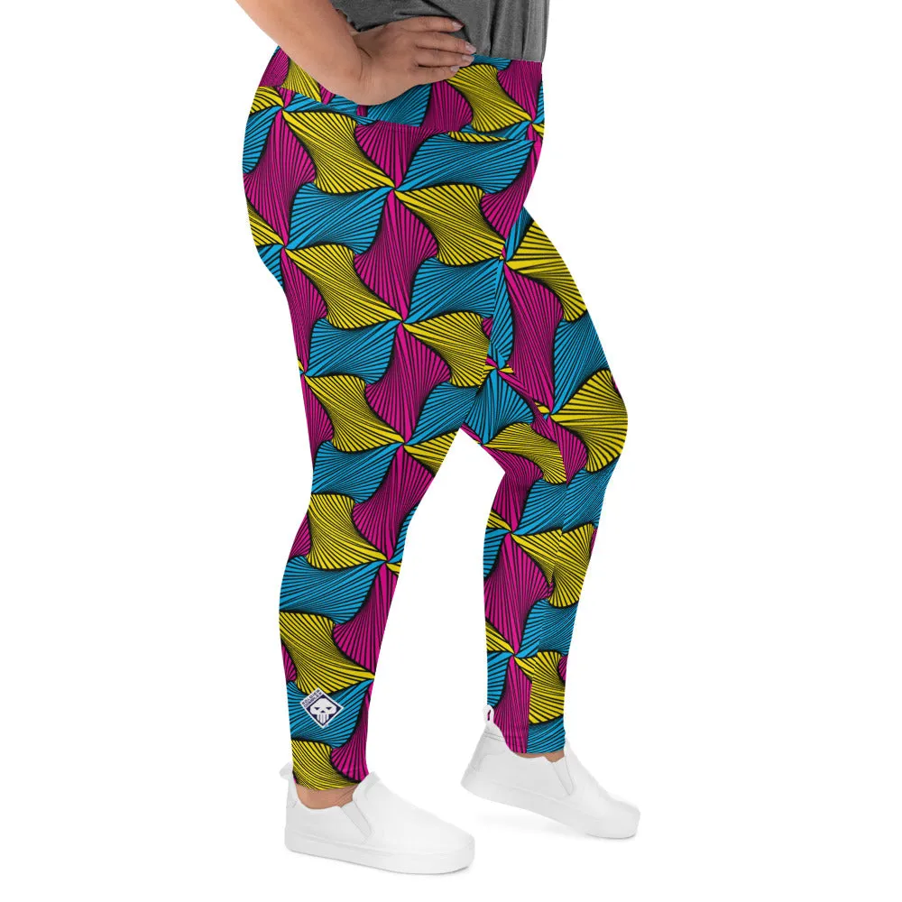 Women's Plus Size High Waist Ankara Wax Print Leggings for Jiu-Jitsu 001