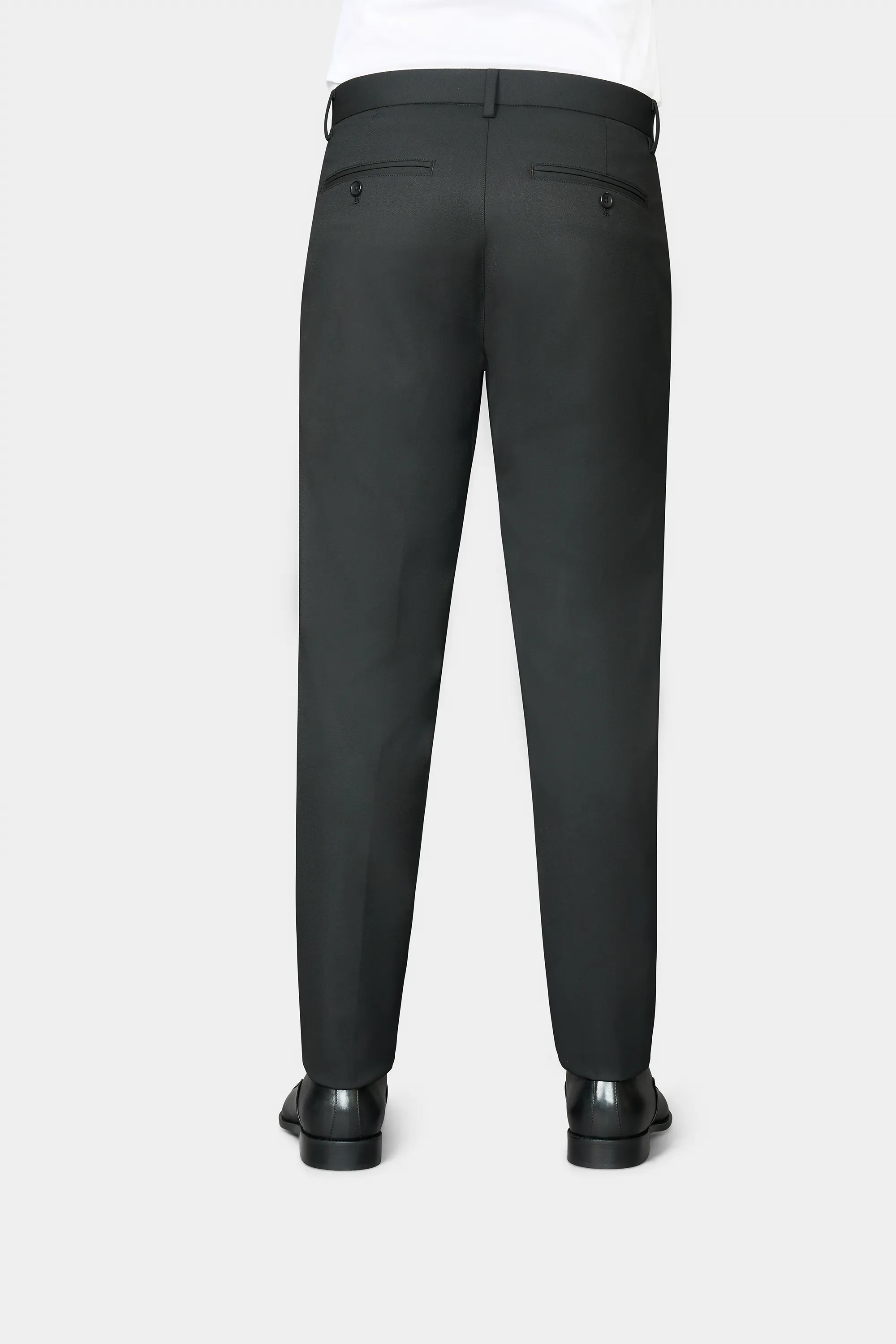 Yarn Dye Charcoal Herringbone Cotton Dress Pants