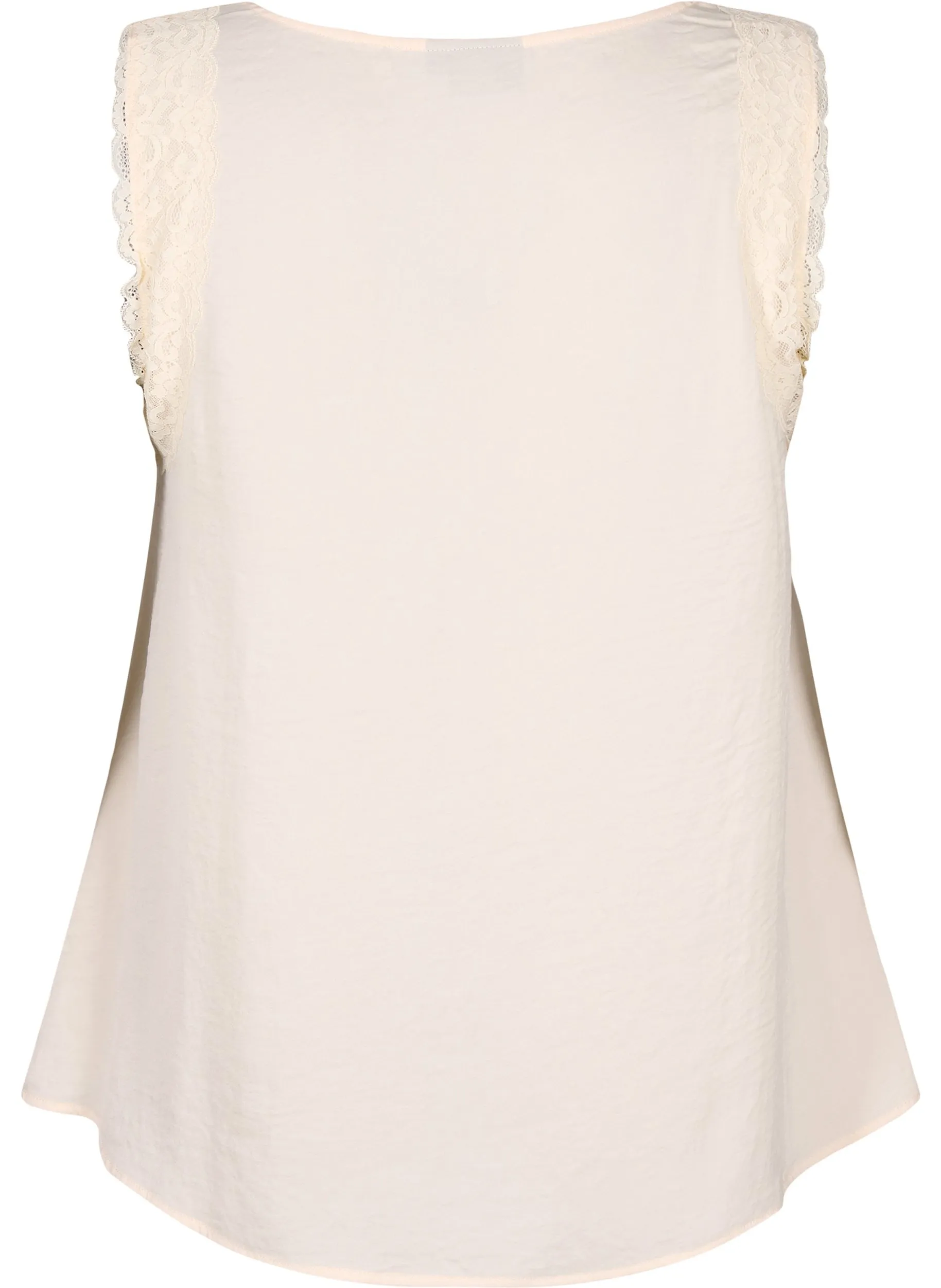 Zizzi Lace Trim Vest in Cream