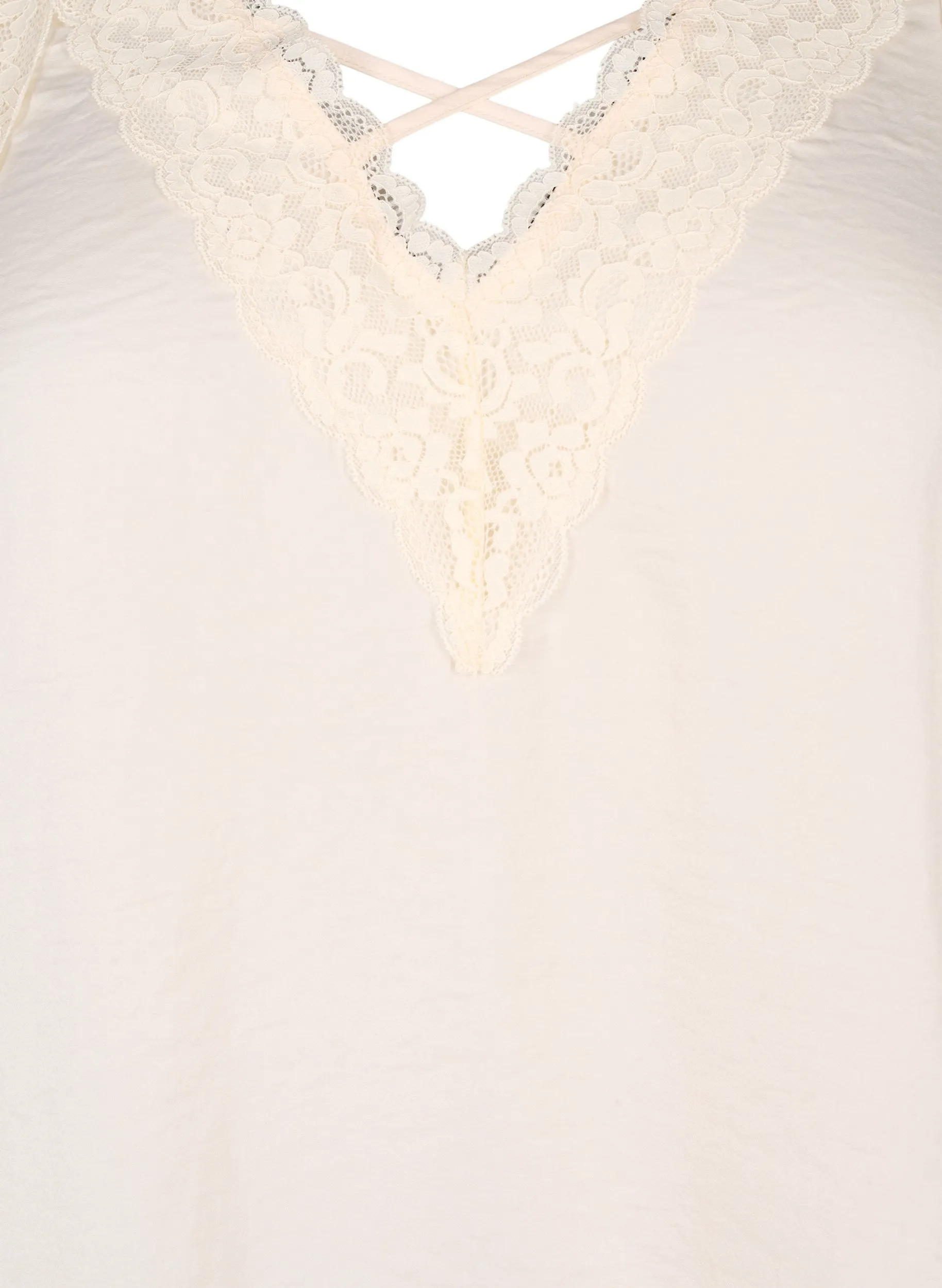 Zizzi Lace Trim Vest in Cream